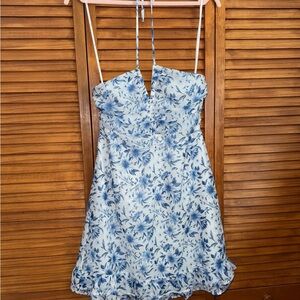 Lulu's Light Blue Floral Mini Dress NEW WITH TAGS!!!!!